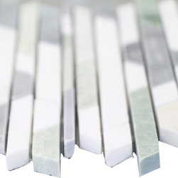 White and Mint ZigZag Stone Tile Mosaics - Home Accessories & Decor