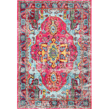 Nuloom Mosaic Medallion Area Rugs, Fuchsia 9'x12'