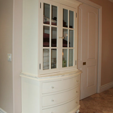 Custom Glamorous Bathroom Vanities, French Couture, Cream and White Marble