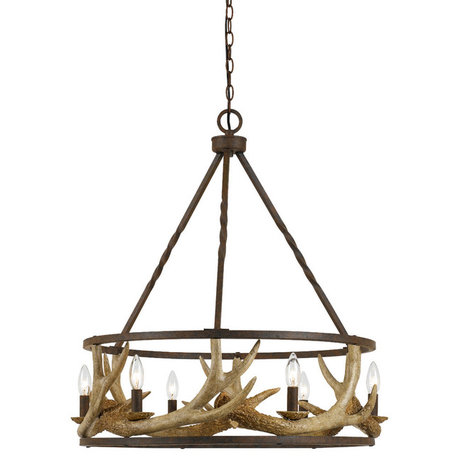 60W Antler Chandelier, Rust Finish