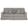 Sunset Trading Americana Box Cushion Fabric Slipcovered Sofa in Gray