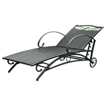 Pemberly Row Patio Chaise Lounge in Antique Black