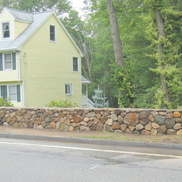 Double-Sided Fieldstone Wall w/ Granite Mailbox