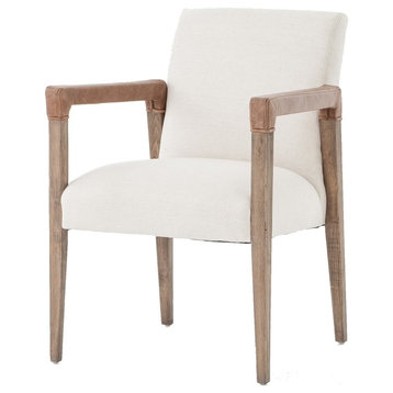 Reuben Oak Wood Linen Upholstered Dining Chair Set Of 2