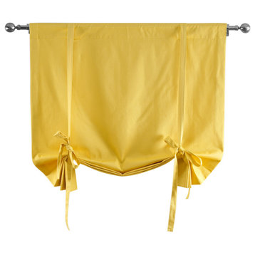 Mustard Yellow Solid Cotton Tie-Up Window Shade Single Panel, 42W x 63L