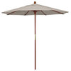 7.5' Square Push Lift Wood Umbrella, Woven Granite Olefin