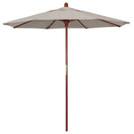 March Products - 7.5' Square Push Lift Wood Umbrella, Woven Granite Olefin - The classic look of a traditional wood market umbrella by California Umbrella is captured by the MARE design series.  The hallmark of the MARE series is the beautiful 100% marenti wood pole and rib system. The dark stained finish over a traditional marenti wood is perfect for outdoor dining rooms and poolside d-cor. The deluxe push lift system ensures a long lasting shade experience that commercial customers demand. This umbrella also features Olefin fabrics, which are made with high durability synthetic Olefin fibers that offer improved fade resistance over lesser grade fabric materials like polyester and cotton.
