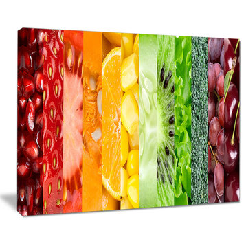 "Fruits Berries and Vegie Collage" Floral Art Canvas Print, 40"x30"