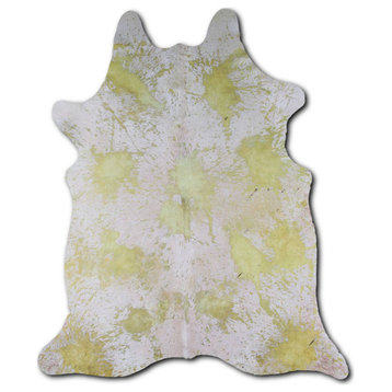 ACID WASHED HAIR ON Cowhide Rug DE DISTRESSED LIME GREEN