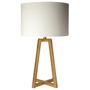 Raelynn, 29"H, White-Linen Drum Shade With Gold Metal Frame Table Lamp