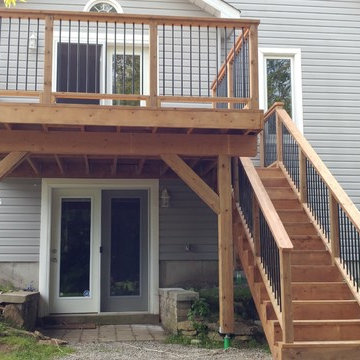 Second floor pressure treated deck with aluminum balusters