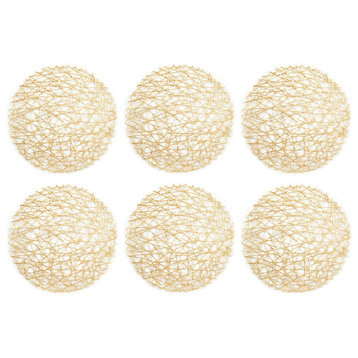 Woven Paper Round Placemat, Set of 6, Gold