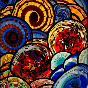 Hand-Blown Fall Themed Roundel Window