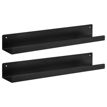 Mezzo Modern Metal Ledge Shelf Set, Black
