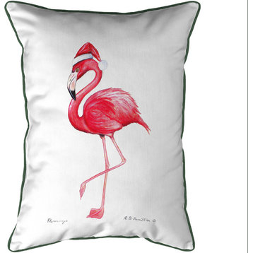 Betsy Drake Flamingo Santa Extra Large Zippered Pillow 20x24