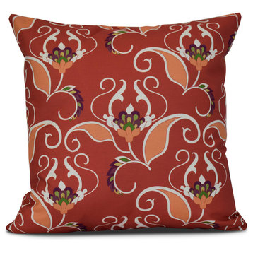16x16", West Indies, Floral Print Pillow, Orange