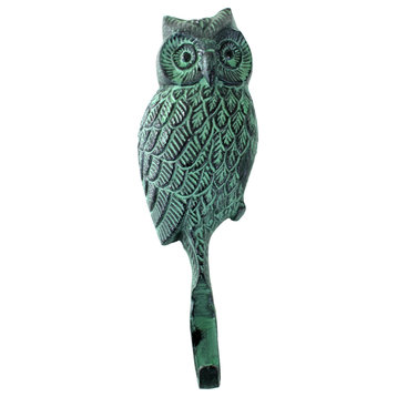 Owl Hook in Dark Green Distressed Finish