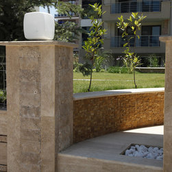 1x1 Travertine Gold Splitface - Home Entrance - Outdoor Decor