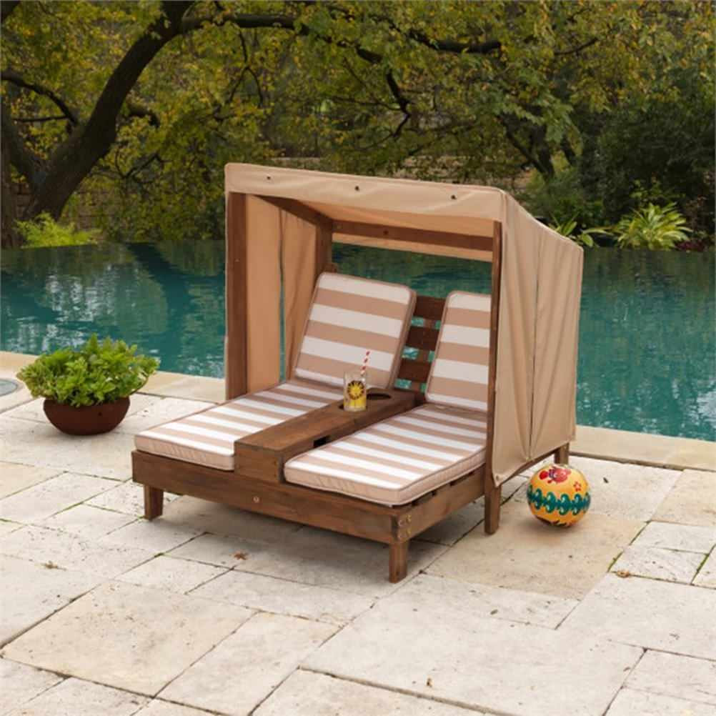 KidKraft Double Chaise Lounge with Cup Holder in Espresso and Oatmeal ...