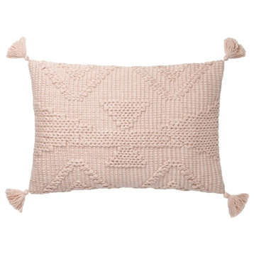 Loloi P0828 Decorative Throw Pillow, Blush, 16"x26", Cover Only