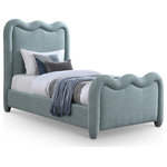 Meridian Furniture - Gavin Upholstered Bed, Blue, Twin, Chenille Fabric - The regal Gavin blue chenille fabric twin bed offers luxurious comfort with a soft, textured finish that suits both modern and traditional interiors. Its sleek design and sturdy frame ensure style and durability, providing both elegance and support for a peaceful night's sleep.