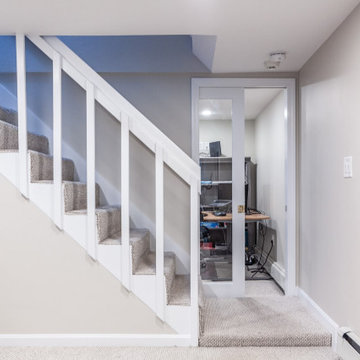 Basement Staircase with Glass Door Office Nook – Middleton MA
