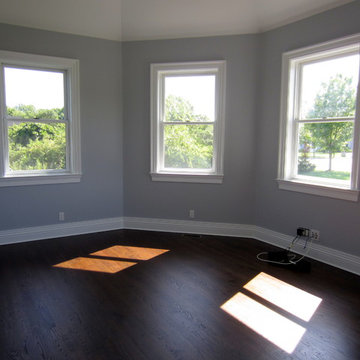 WESTHAMPTON: RED OAK INSTALLED & FINISHED WTH DARK WALNUT STAIN / SATIN OIL POLY