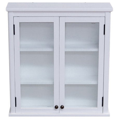 Dorset 27"W x 29"H Wall Mounted Bath Storage Cabinet, Glass Cabinet Doors