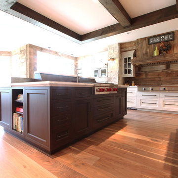 Inset cabinets with integrated door ends with exposed bookshelf