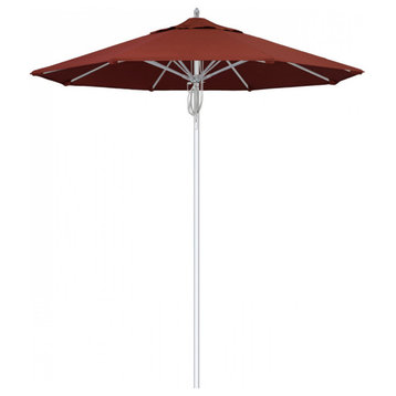 7.5' Patio Umbrella Silver Pole Fiberglass Rib Pulley Lift Sunbrella, Henna