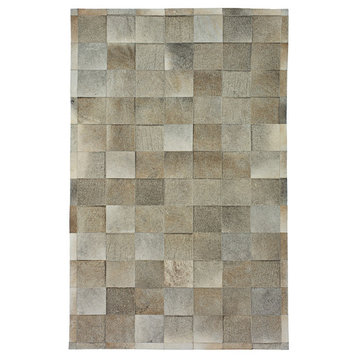 Cowhide Patchwork Rug, Ares, Pewter, 10'x14'