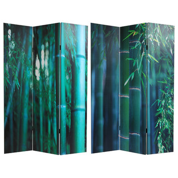 6' Tall Double Sided Bamboo Tree Canvas Room Divider