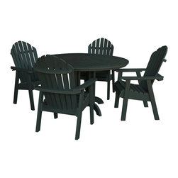 Highwood - Highwood Adirondack Hamilton 5pc Round Dining Set - AD-DNA48, Charleston Green - Outdoor Dining Sets