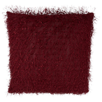 Poly-Filled Shaggy Shimmer Throw Pillow, Burgundy