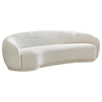 Hyde Boucle Fabric Upholstered Sofa, Cream