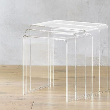 Modern Glass and Lucite Side End Tables