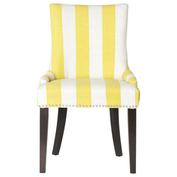 De De 19"H Awning Stripes Dining Chair Silver Nail Heads Yellow