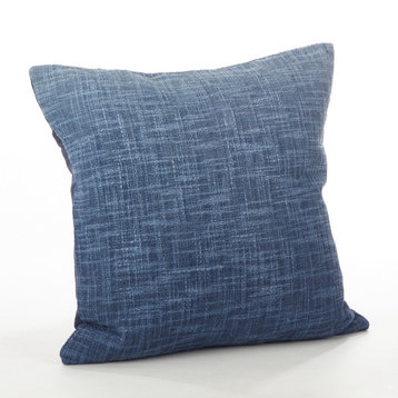 Ombre Design Down Filled Cotton Throw Pillow, 20"x20", Navy Blue