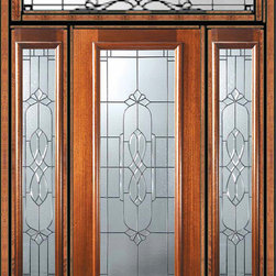 Prehung Sidelites-Transom Door 80 Wood Mahogany Kensington Full Lite - Front Doors