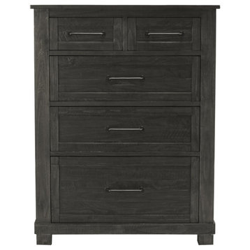 A-America Sun Valley 5 Drawer Rustic Solid Wood Tall Chest in Charcoal