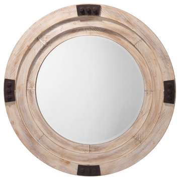 Foreman Wood Mirror, White Washed