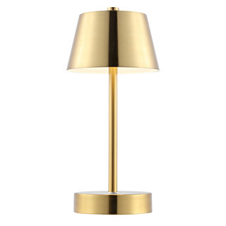 Carson 12.75 Modern Minimalist Iron Rechargeable Integrated LED Table  Lamp, Brass Gold/White