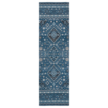 Safavieh Classic Vintage Collection CLV101 Rug, Blue/Charcoal, 2'3" X 8'