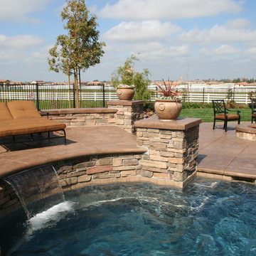 Stone Columns With Potted Plant