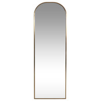 Dominik Contemporary Rounded Rectangular Leaner Mirror, Brushed Brass