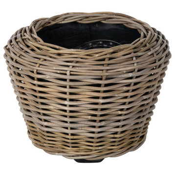 Rattan Kobo Indoor and Outdoor Planter Basket With Plastic Pot, Medium