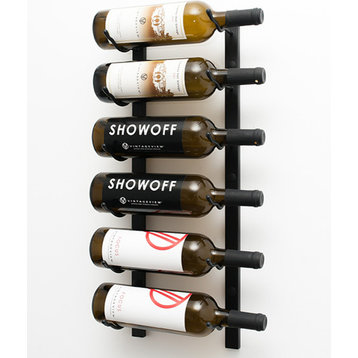 VintageView 2' 6-Bottle Wall Mounted Wine Rack, Satin Black