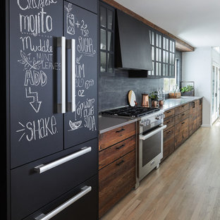 75 Beautiful Kitchen With Dark Wood Cabinets And Black Appliances