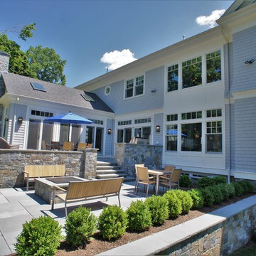 split level outdoor terraces.