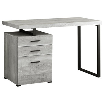 Computer Desk - 48"L / Grey Reclaimed Wood / Black Metal